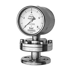 Schaffer Diaphragm Pressure Gauge, Stainless Steel Case, Flanged Connection